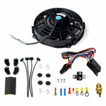 7"ELECTRIC RADIATOR FAN HIGH 600+CFM THERMOSTAT WIRING SWITCH RELAY KIT BLACK F1 Racing