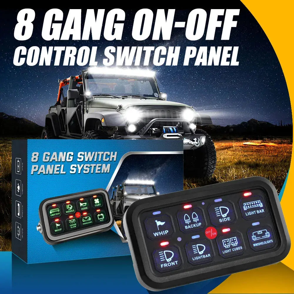 8 Gang Switch Panel Led Work Light Bar On-Off Controls Electronic Rela ...