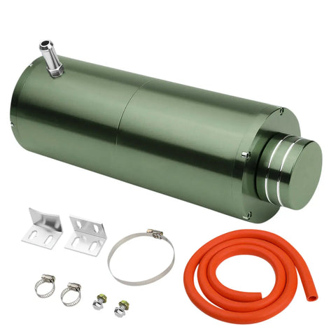 8.5"X3"Universal Gun Metal Aluminum Coolant Recovery Overflow Catch Can 3/8"Barb DNA MOTORING