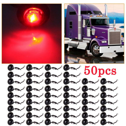 50x Mini Round 4x4 Off-road SUV Pickup Side Marker Identification Light 1'' Red