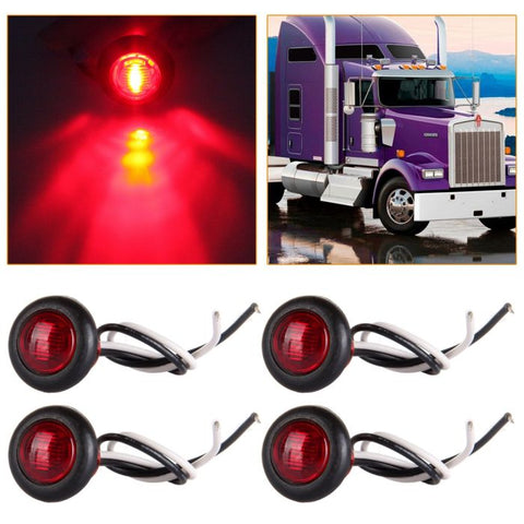 4x Red Round LED side Marker mini 1 inch Light Truck Trailer Clearance Indicator