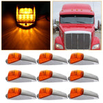 9PCS 17LED Roof Top Running Light Amber Lens Chrome Torpedo Kenworth Peterbilt Freightliner Mack