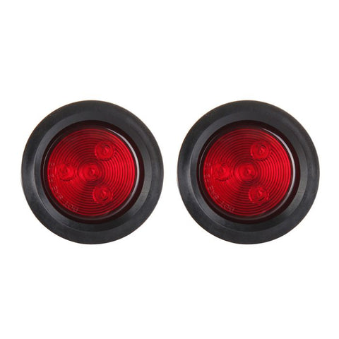 2PCS 2.5” Red Round Side Marker Light Tail Lamps 4LED With Rubber Grommet Truck Trailer Pickup