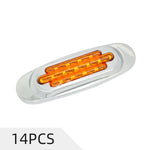 14Pack 6.5” Amber Chrome Side Marker Light and 2Pack 4LED White License Plate Light fit Toyota Hyundai Freightliner
