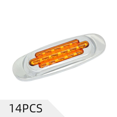 14Pack 6.5” Amber Chrome Side Marker Light and 2Pack 4LED White License Plate Light fit Toyota Hyundai Freightliner
