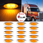 15x 6.5'' Oval Cab / Side Marker Clearance Light 16 LED Chrome Bezel& Side Light