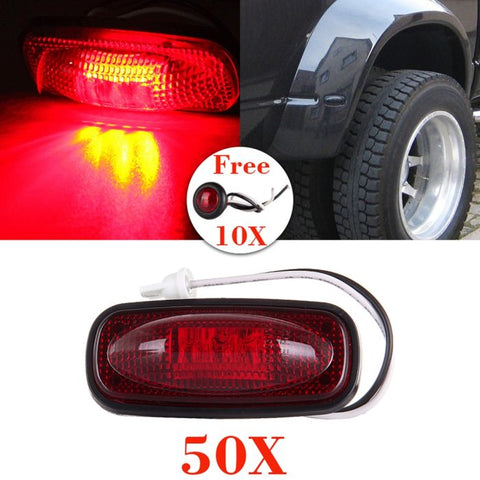 50x Red Fender Bed Side Marker LED Light Dodge Ram+ Free 3/4'' Bullet Light