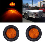 2pcs Amber 2.5" Round 4 LED Light Truck Trailer Signal Side Marker Clearance Kit