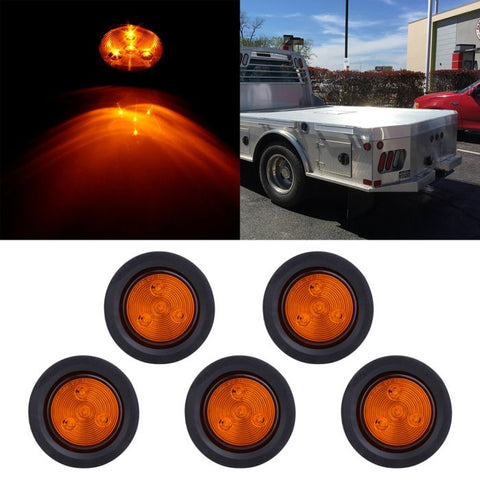 5pcs 2.5" Round Amber LED Trailer Clearance Side Marker signal Lights 4LED Truck