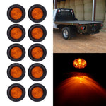 10pcs Amber 2.5" Round 4LED Light Truck Trailer Signal Side Marker Clearance Kit