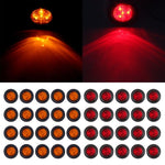 2.5 inch Round Light Truck Trailer Side Marker Clearance 40x Red + Amber 4 LED