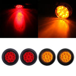 4x red amber 2 inch Round 9 LED trailer Side Marker Lights with grommet