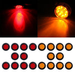 20x Red+ Amber 2 inch Round 9 LED Side Marker Light Turn Tail universal