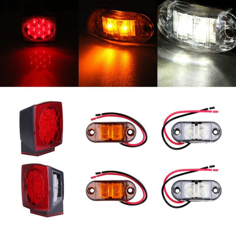 Red 12 LED Submersible Truck Trailer Stop Tail Brake side marker + free light