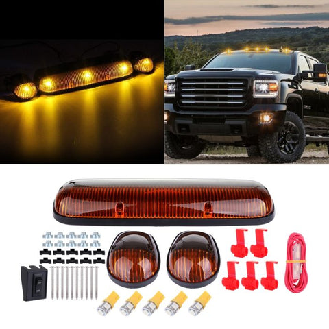 3PCS Amber Cab Marker Top Lights w/168 Amber LED Chevy Silverado/GMC Sierra