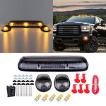 3PCS Clear roof Top Lights lens + w/194 Amber LED Chevy Silverado/GMC Sierra