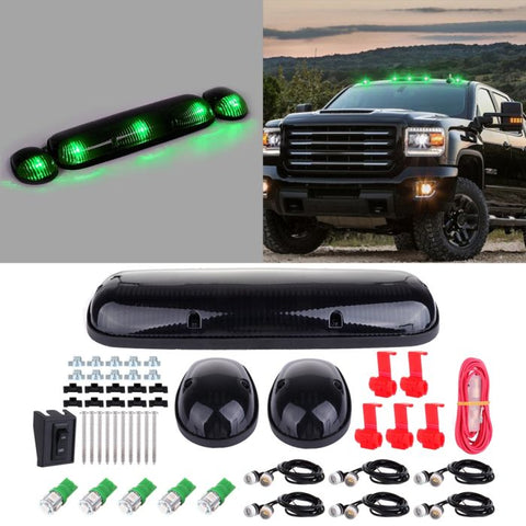 3PCS Smoke Cab Marker Top Lights w/168 12V LED+Amber Grille Lamp Chevy GMC