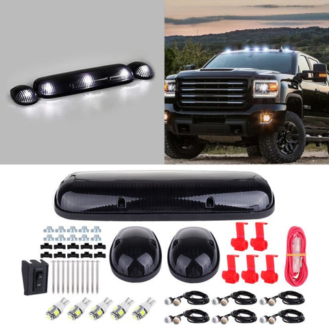 3PCS Smoke lens Cab Marker + w/168 White LED +Free Grille Lamp Chevy GMC