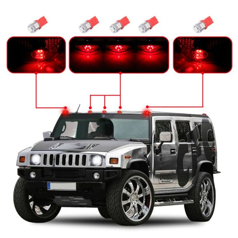 5pcs Red Cab Marker Driving Light Lens&5pcs T10 5-5050 LED(For:03-09 Hummer SUT)