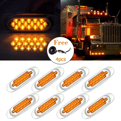 8X Amber 16 Led Side Marker Turn Lights Kenworth Freightliner+ free lights
