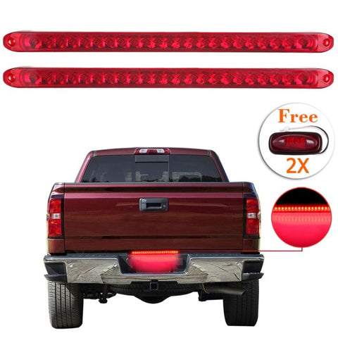 2x Submersible red 23 LED Light Bar Truck Stop Turn Tail brake 17" + free lights