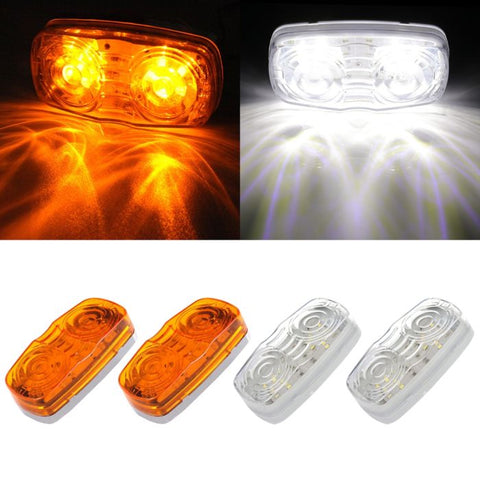 2X amber LED 4 inch side brake 12 led light Pickup Truck Lorry +2X white