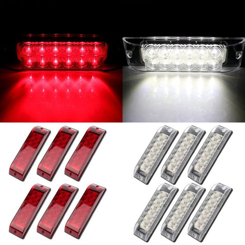 6X 12 led 8 inch red indicator trail light Pickup Truck Lorry boat +6X white