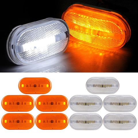 5pair 4" Oval 6Led White Amber Side Marker Lights Turn Signal Lamp Trailer Truck
