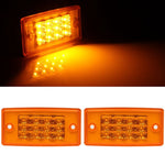 2pcs 12 LED Rectangle Amber Side Marker Turn Signal Assembly Truck Trailer 12V