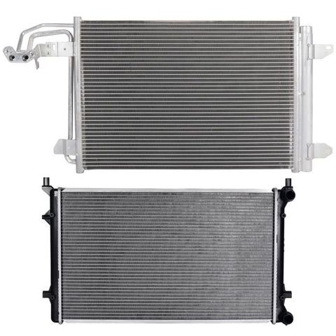 Aluminum Radiator & AC Condenser Cooling Kit 2010-2014 Volkswagen Golf ECCPP