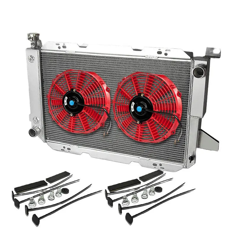 85-96 FORD F250/F150/SUPER DUTY V8 3-ROW ALUMINUM RACING RADIATOR+X2 R ...