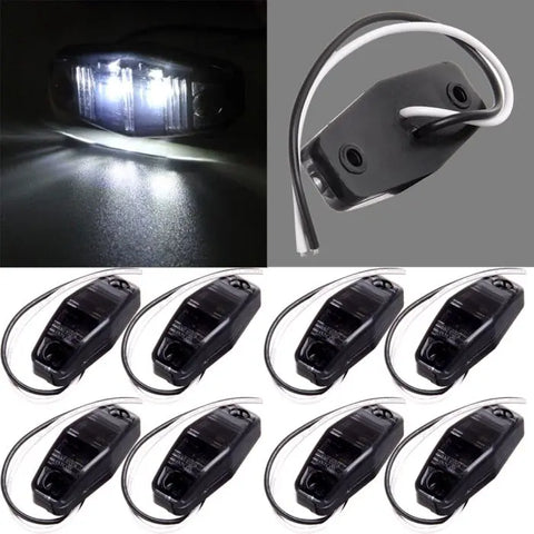 8pcs 2.5 inch Smoke Cover White Led Side Marker Clearance Trailer Light 12v ECCPP