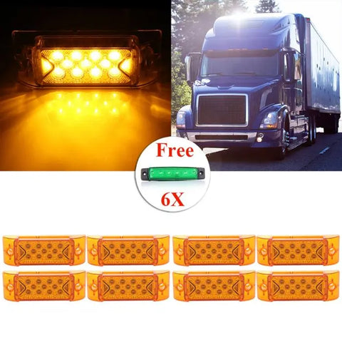 8x 13 led 6.1" yellow PETERBILT signal break side marker light+free lamps ECCPP