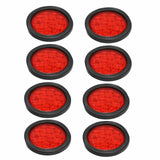 8x 4 Round 12 LED Trailer Tail Lights Truck Stop Brake Lamp w/Grommet Red F1 RACING