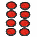 8x 4 Round 12 LED Trailer Tail Lights Truck Stop Brake Lamp w/Grommet Red F1 RACING