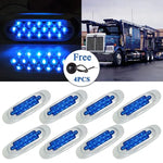 8x 6-1/2 Blue Side Marker Clearance Mack Sealed 16led + amber free light ECCPP