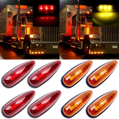 8x Amber+ red Truck Running Clearance Light Teardrop Trailer Side Marker ECCPP