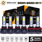 9005 9006 H11 Led Combo Headlight High Low Beam Bulb Fog Light Kit White 6000K EB-DRP