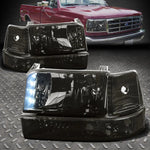 92-96 Ford F150 F250 F350 Led Drl Smoked Lens Clear Corner Headlight Lamps Speed Daddy