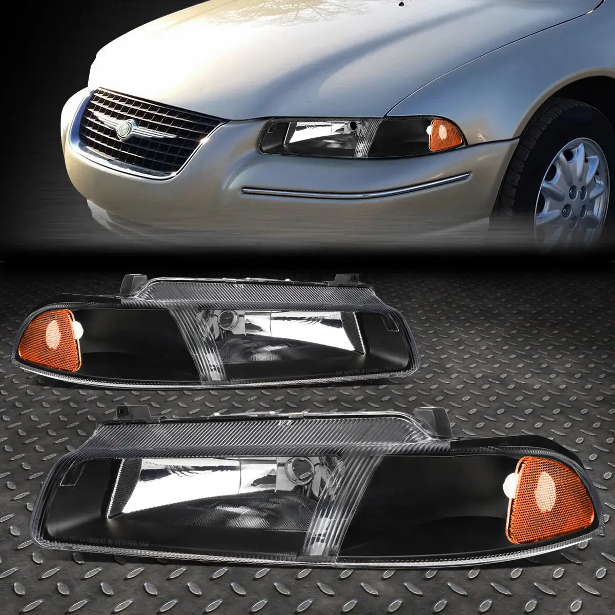 9500 Cirrus Stratus Breeze Black Housing Amber Corner Headlight Head