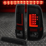 99-07 Ford Super Duty Red 3D Led L-Bar Tail Lights+Third Brake Lamp (Smoked) Speed Daddy