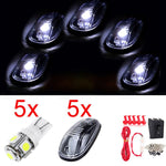 5pcs Clear Cab Marker/Clearance Light Occluders with White T10 5SMD 5050 Chips LED Bulb 2012-2016 Ram 1500 2500