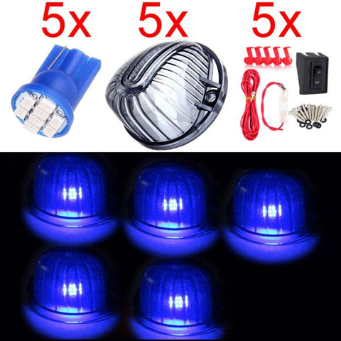 5X 12V 8SMD 9069A Cab Marker Clearance LED Light Lamp Smoke Lens +Wiring Truck