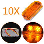 10PCS Rectangle 12LED Side Marker Light Amber Snap-on Lens With White Base Truck Trailer Pickup