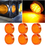6PCS Amber 13LED Round Side Marker Light Clearance Marker Light 2.5" Surface Mount Truck Trailer