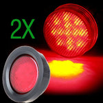 2PCS 13LED Round Side Marker Clearance Light w/Rubber Grommet Red 2.5" Truck SUV ATV Trailer