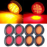 8x 2.5 inch Turn Tail Signal Lights Round 13 LED Side Marker trailer truck light