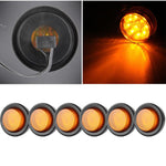 6x Round 2 inch Amber 9 led Side Marker tail turn light trailer truck pickup
