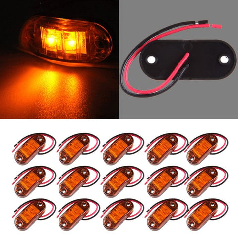 15) Universal Oval Amber 2 Diode LED Trailer Truck Clearance Side Marker Lamp
