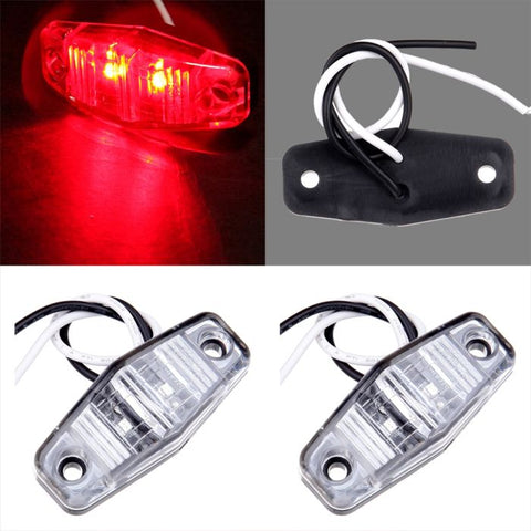 Pair Clearance/Identification Light Side Marker Clear Lens Red Light Boat 2.5''